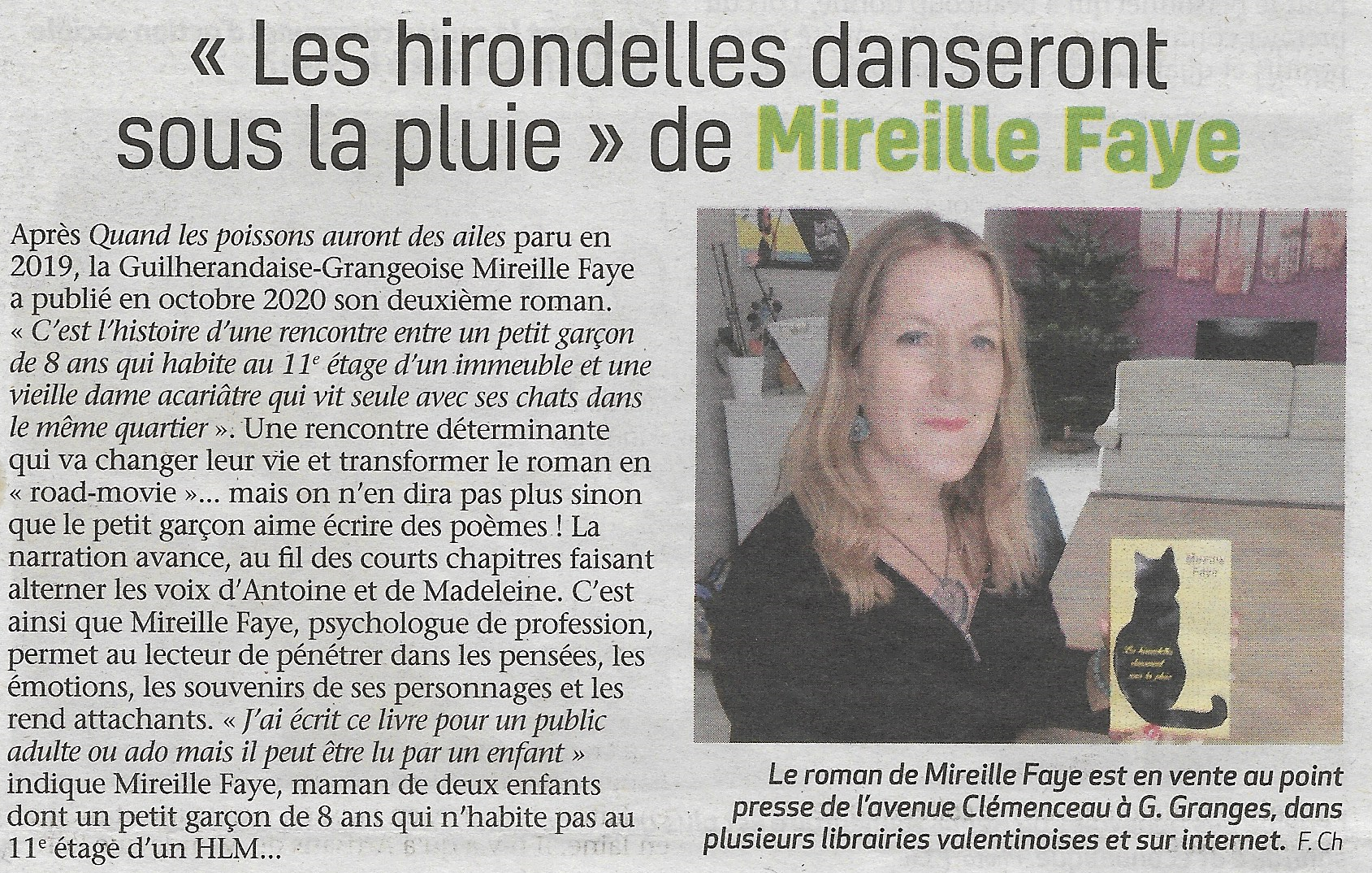 L'Hebdo de l'Ardèche du 10-12-2020 : A la découverte du second roman de Mireille Faye