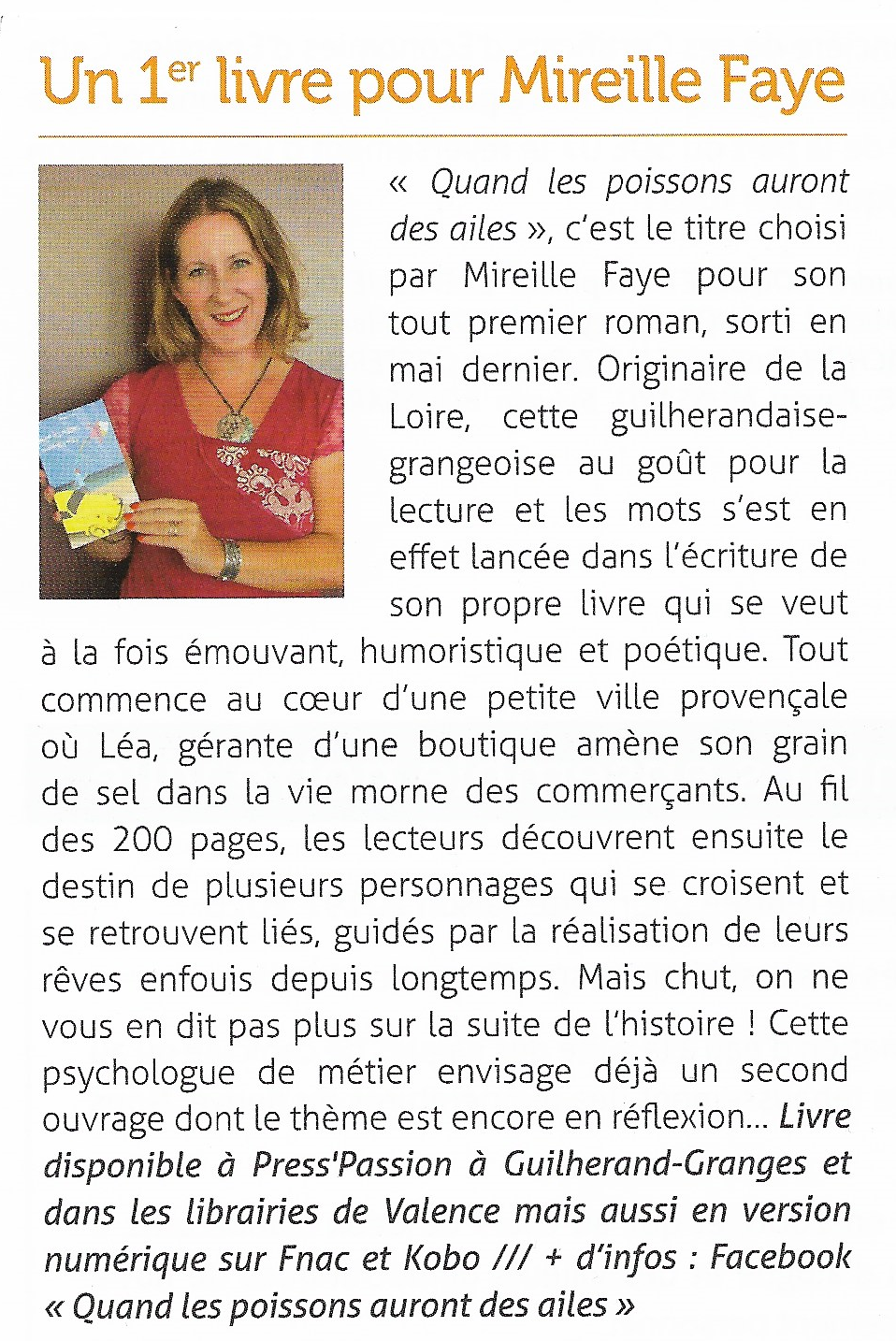 Article le Mag de Guilherand-Granges (septembre 2019) : une auteure ardéchoise publie son premier roman